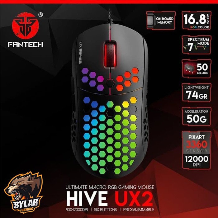 Jual Fantech Hive UX2 Honeycomb RGB Gaming Mouse | Shopee Indonesia