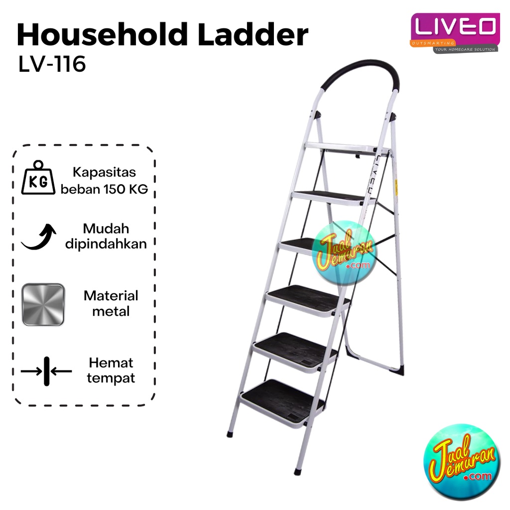 Jual Tangga Besi Lipat 180 cm LIVEO LV-116 Household Ladder Multifungsi ...