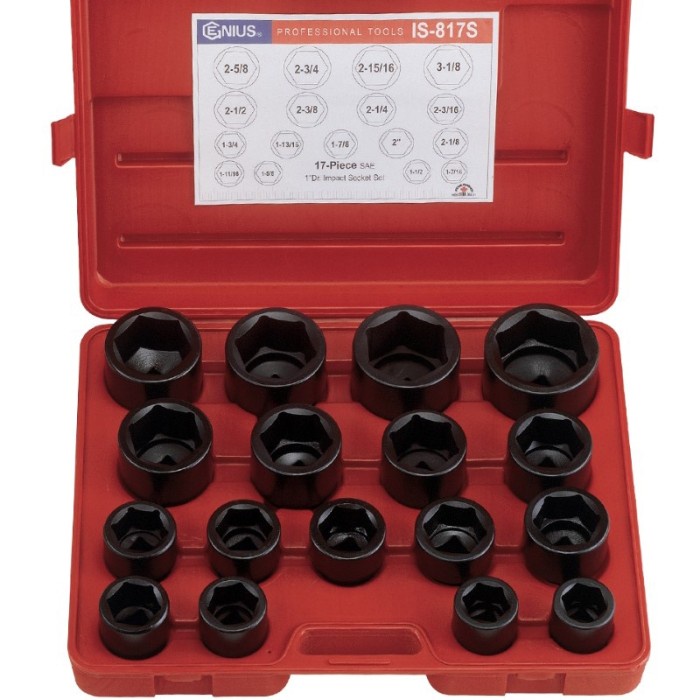Jual genius tools impact socket set drive 1 inch ( IS-817S) | Shopee ...