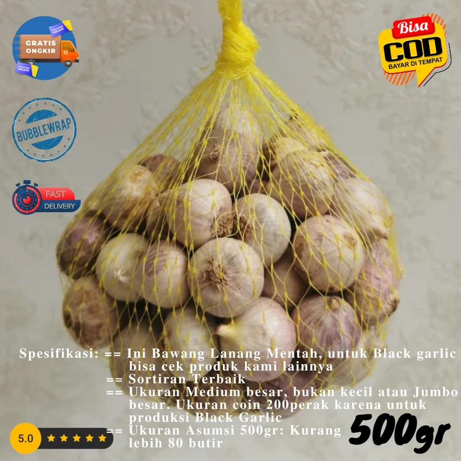 Bawang Putih Tunggal MENTAH Bawang Lanang 500gr