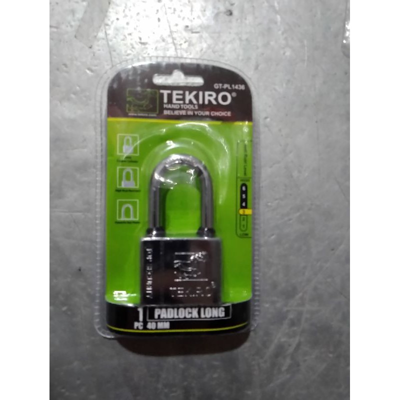 Jual Tekiro 40mm Gembok Leher Panjang 40mm Padlock Long Type Original