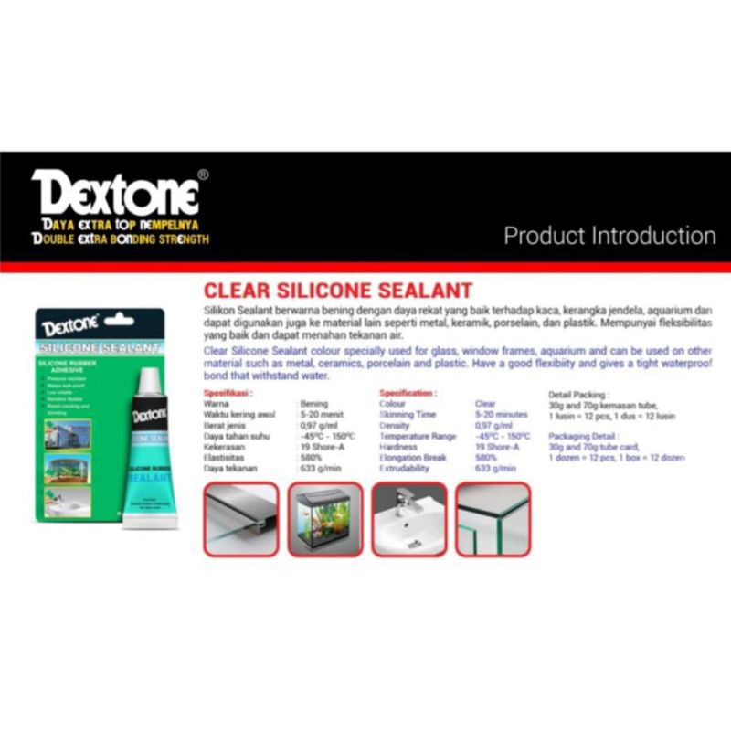 Jual Lem Sealant Silicone Clear Dextone Daya Rekat Sangat Kuat Original