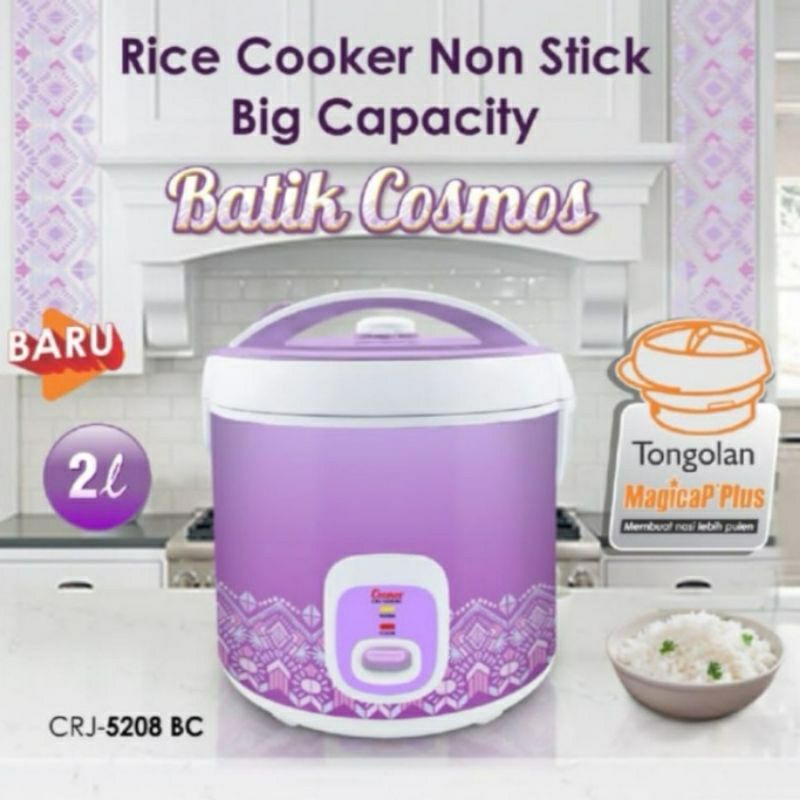 Jual Cosmos Rice Cooker Crj 5208 Bc Crj5208 2liter 2 Liter Shopee