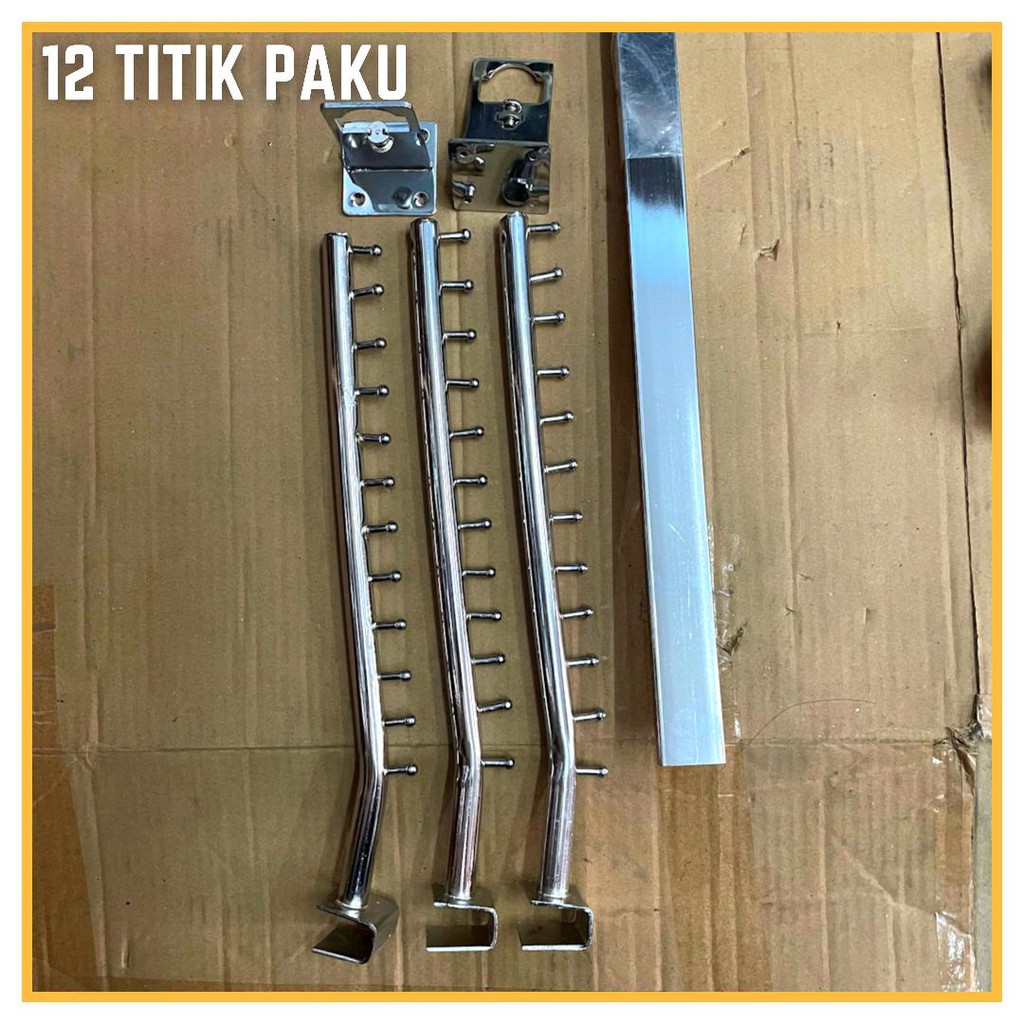 Jual Gantungan Pipa Kotak Set 1 Meter Dengan Hanger Suling 3 PCS ...