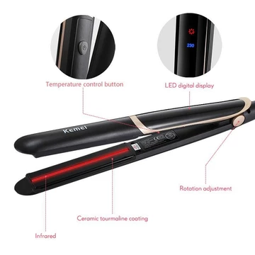 KEMEI KM 2219 Catokan Rambut 2in1 Digital Far Infrared Hair Straightener Irons Flat Styling Tool