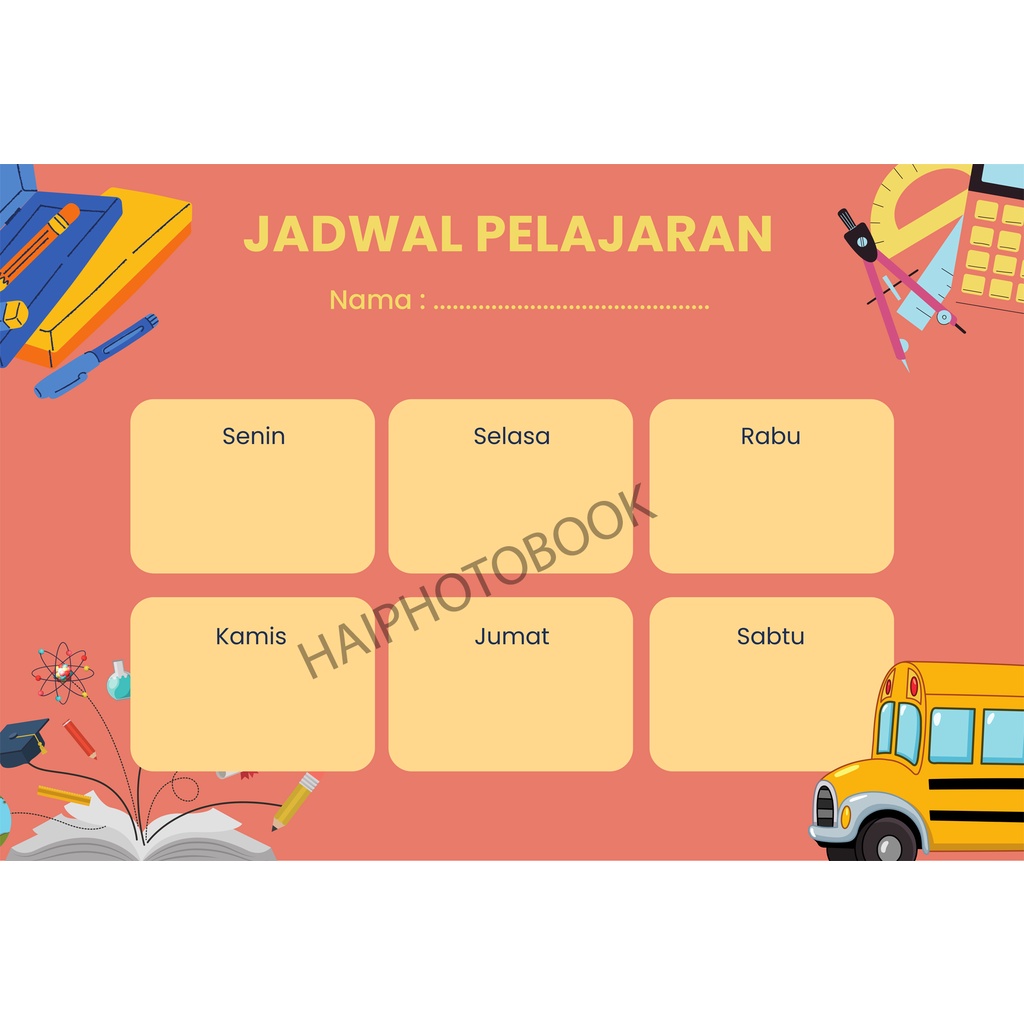 Jual JADWAL PELAJARAN ANAK / SCHOOL TIMETABLE / POSTER PELAJARAN / WiPE ...