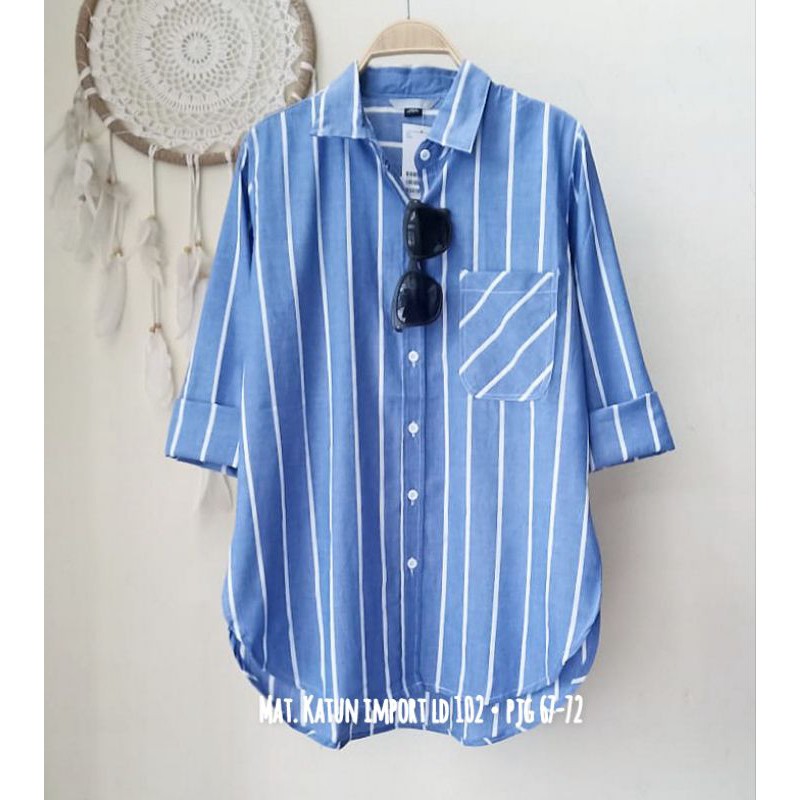 Jual Shirt hnm stripe one colour | Shopee Indonesia