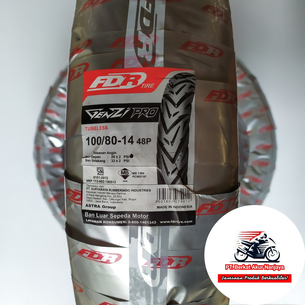 Jual FDR Genzi Pro 100/80-14 Ban Motor Matic Tubeless BONUS Pentil ...