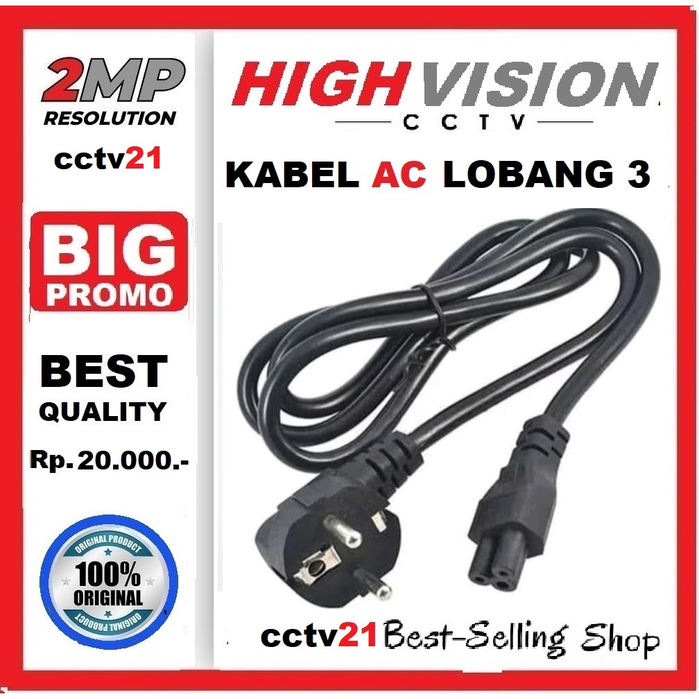 Jual Kabel Power Colokan Listrik lubang 3 Untuk TV Monitor Komputer CPU Fax 3pin Cable Wire