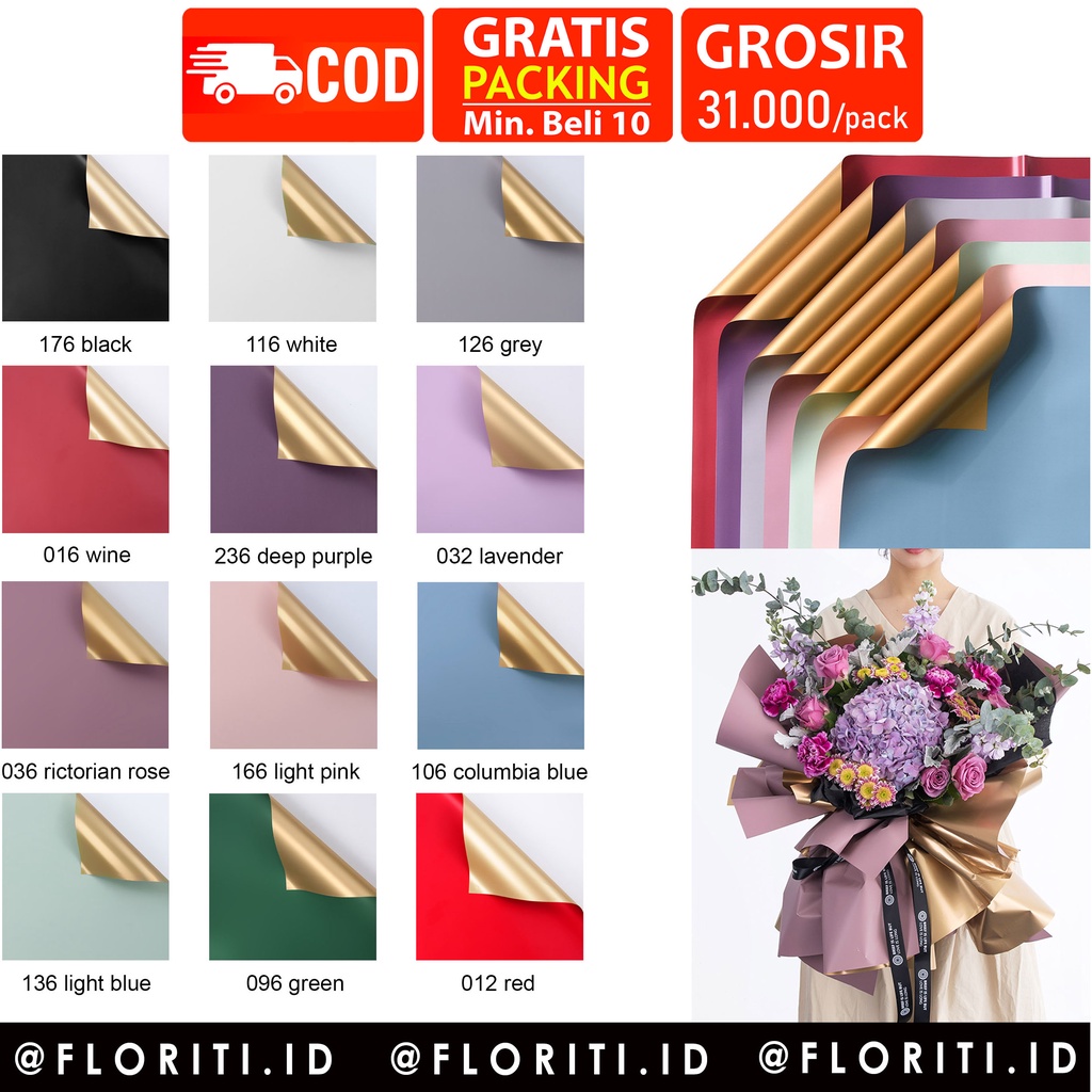 Jual Lembar Cellophane Bicolor Gold Cellophane Double Coloro Kertas Buket Dua Warna Flower