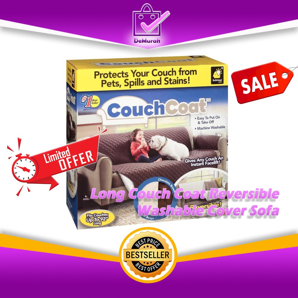 Jual 0415 Long Couch Coat Reversible Washable Cover Sofa | Shopee Indonesia