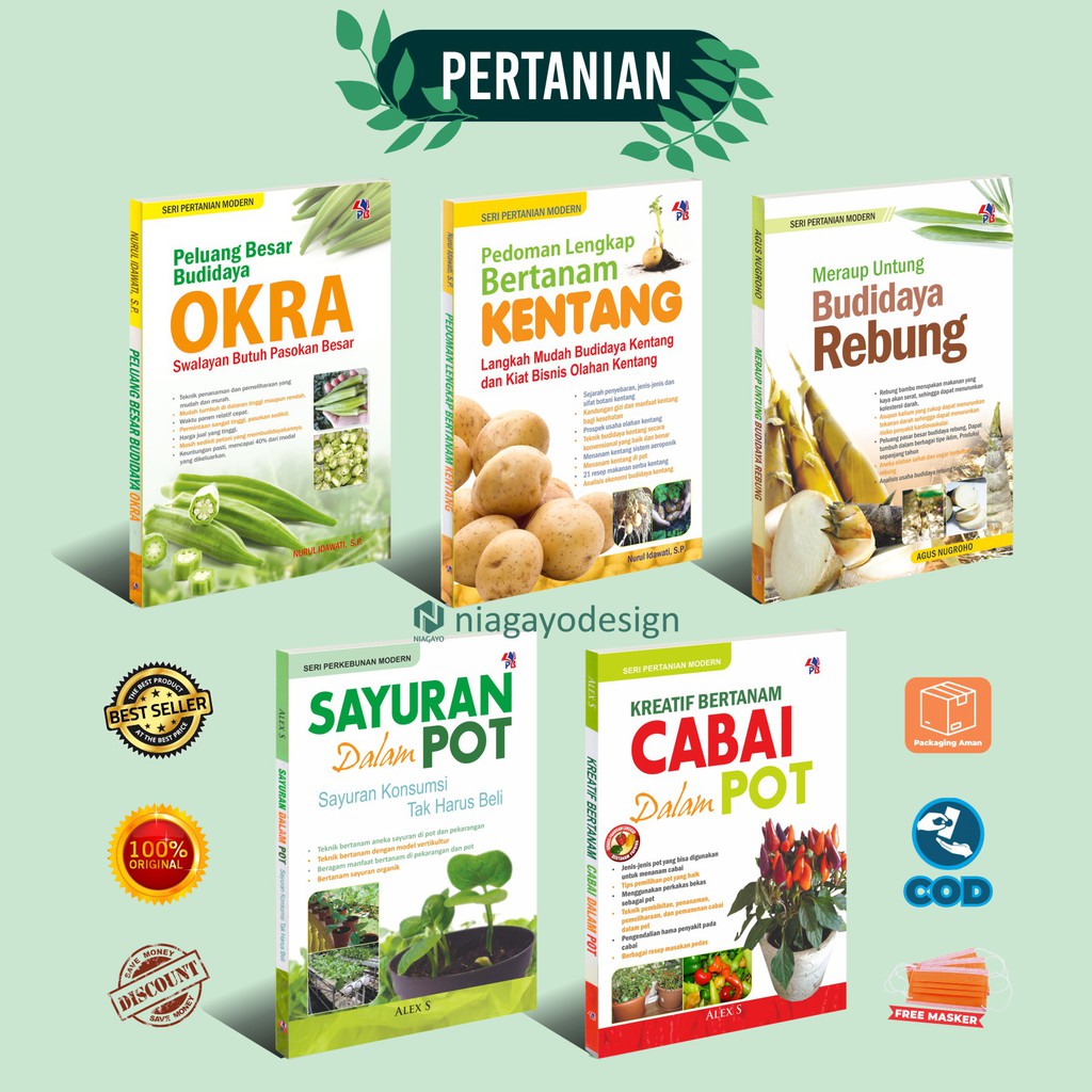 Jual Buku Pertanian Bertanam Cabai Budidaya Rebung Kentang Okra Dan