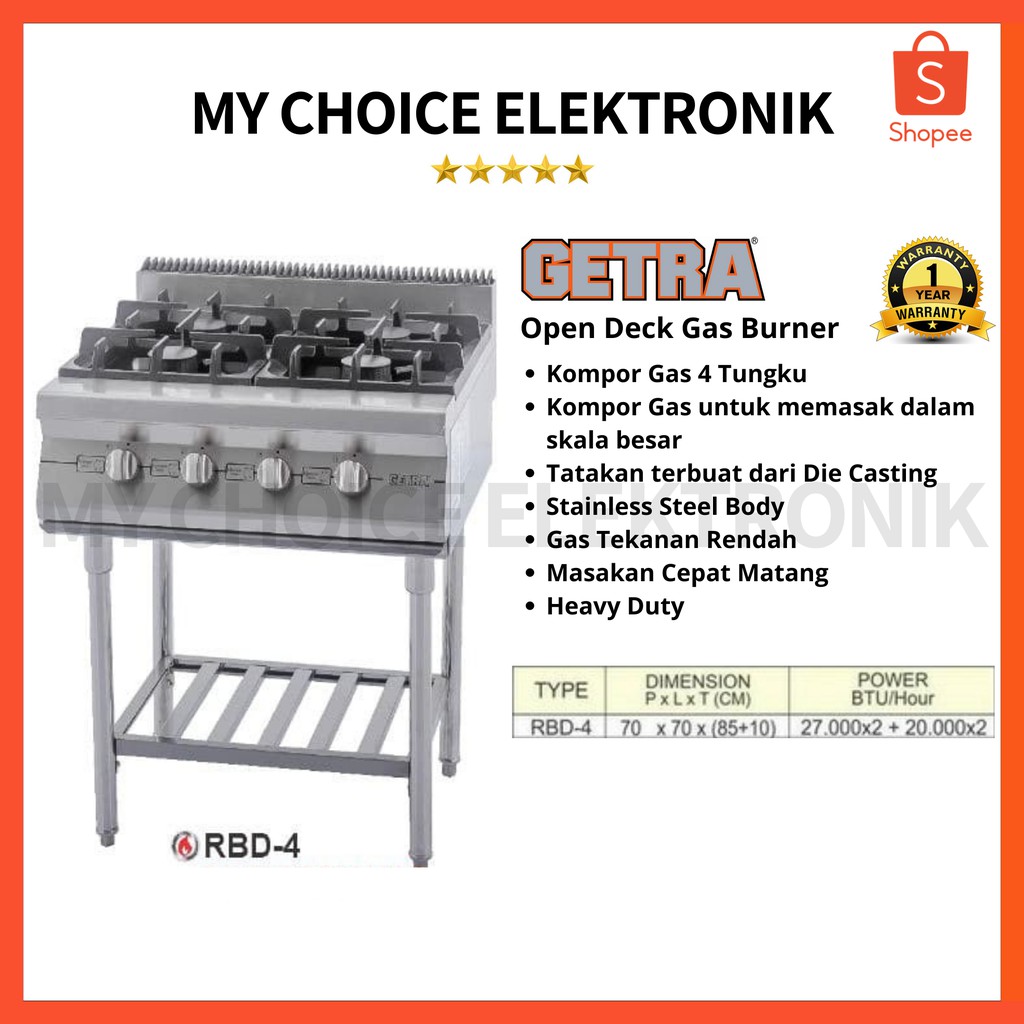 Jual Getra Gas Open Burner W Stand Rbd Kompor Gas Tungku Resto