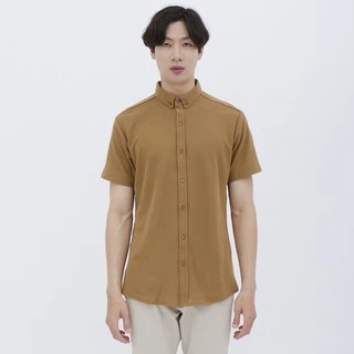 M231 Kemeja Pria Cotton Pique Pendek Coklat Muda 1793K