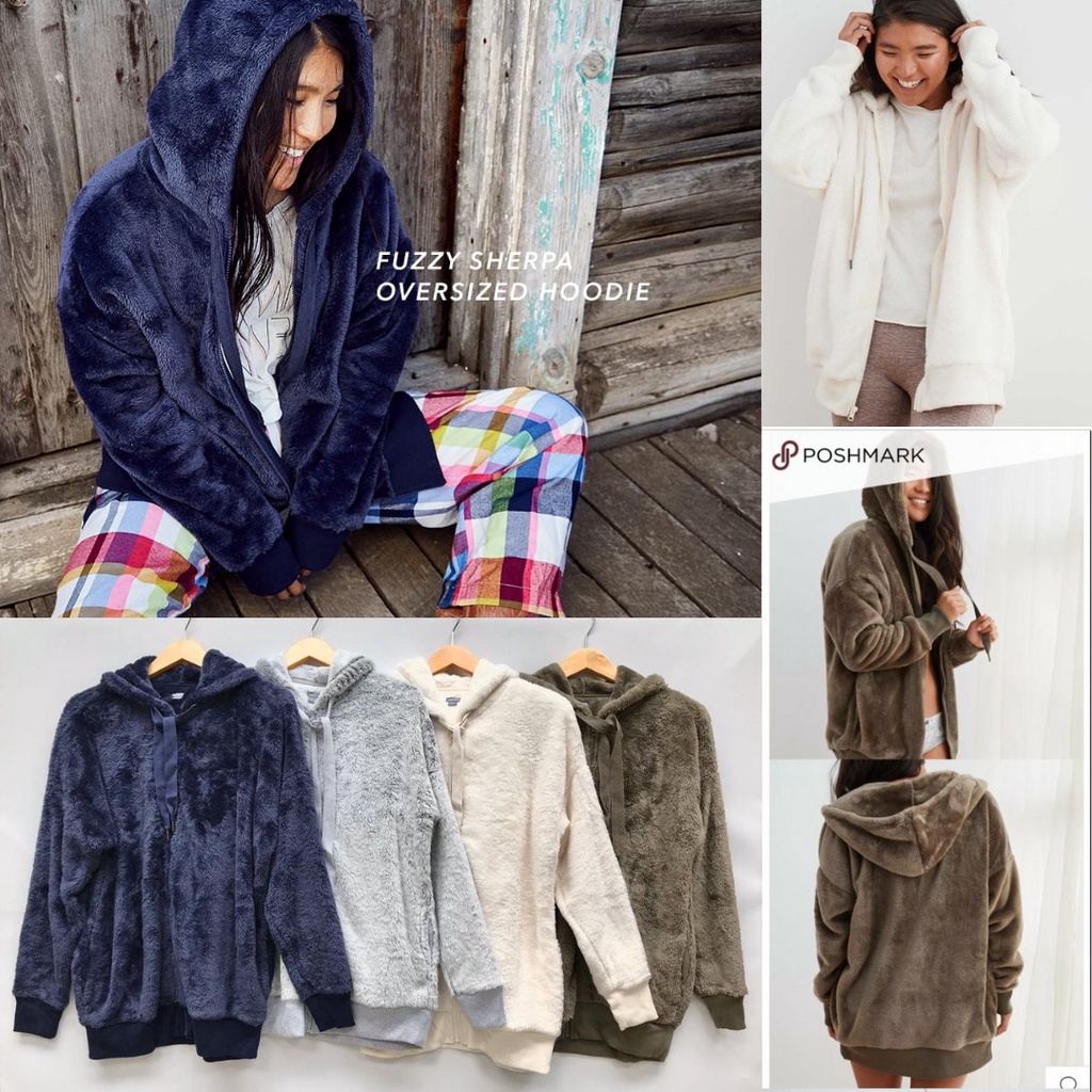 Aerie fuzzy sherpa oversized hoodie new arrivals