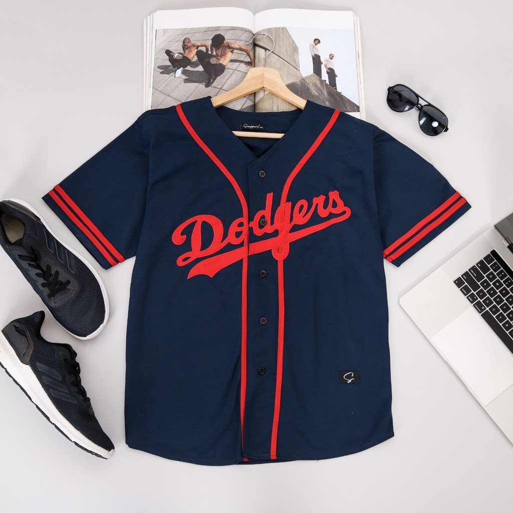 Baju Kaos Kemeja Jersey Baseball Pria & Wanita Dodgers - Dodgers Blue