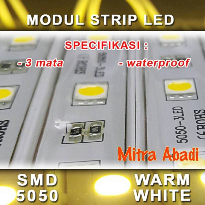 Jual LED Modul 3 Mata Strip SMD 5050 Warm White DC 12V | Shopee Indonesia