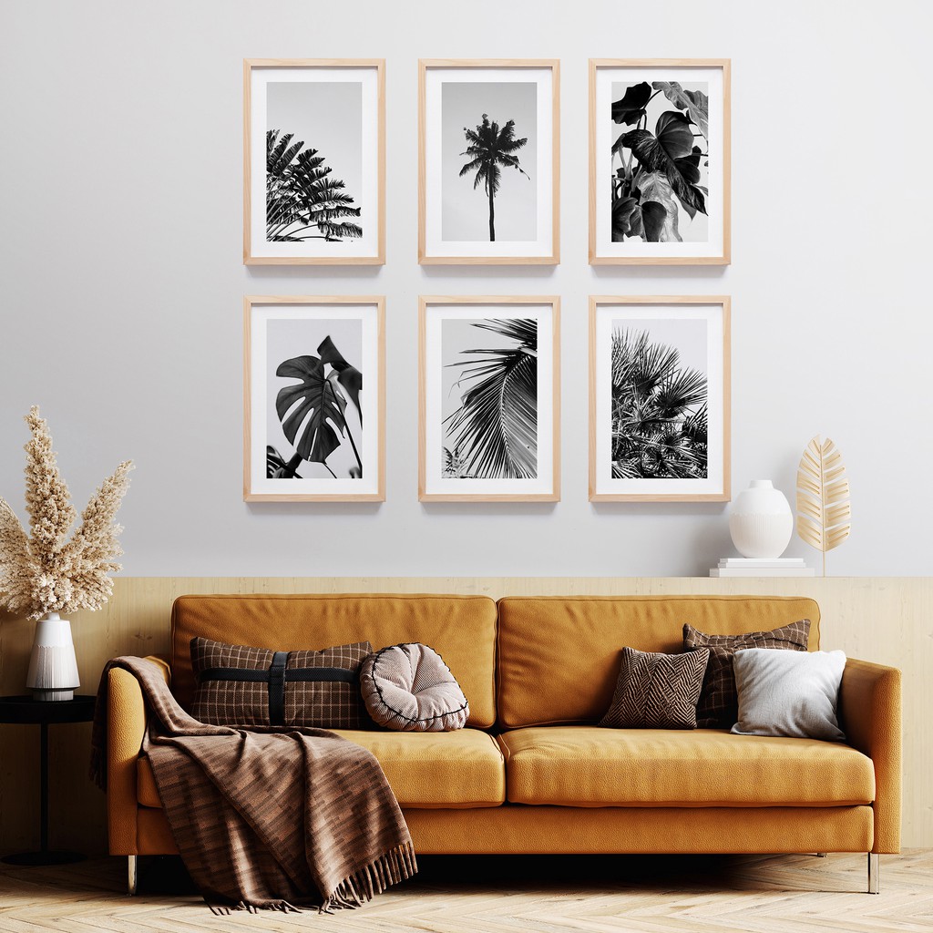 Jual Wall Decor Tanaman Daun Tropical Palm Kelapa Hitam Putih Hiasan
