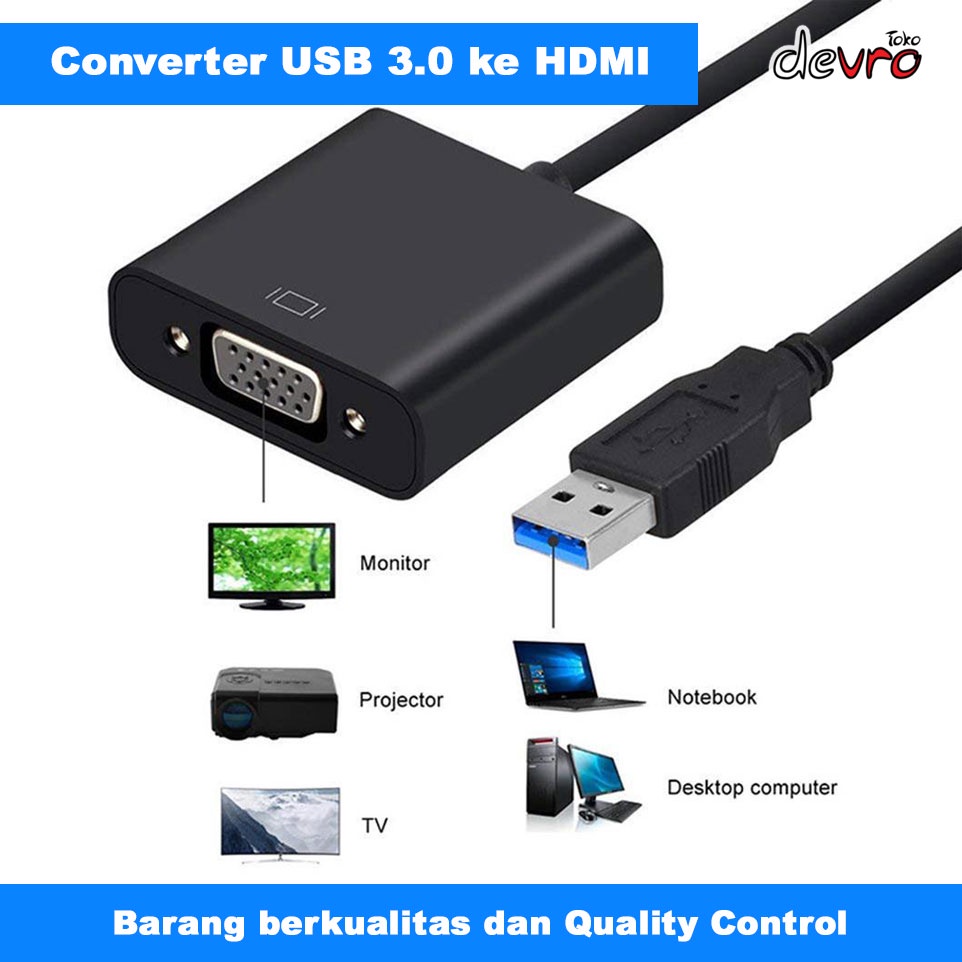 Jual Konverter Converter USB 3.0 to VGA Display Adapter Adaptor