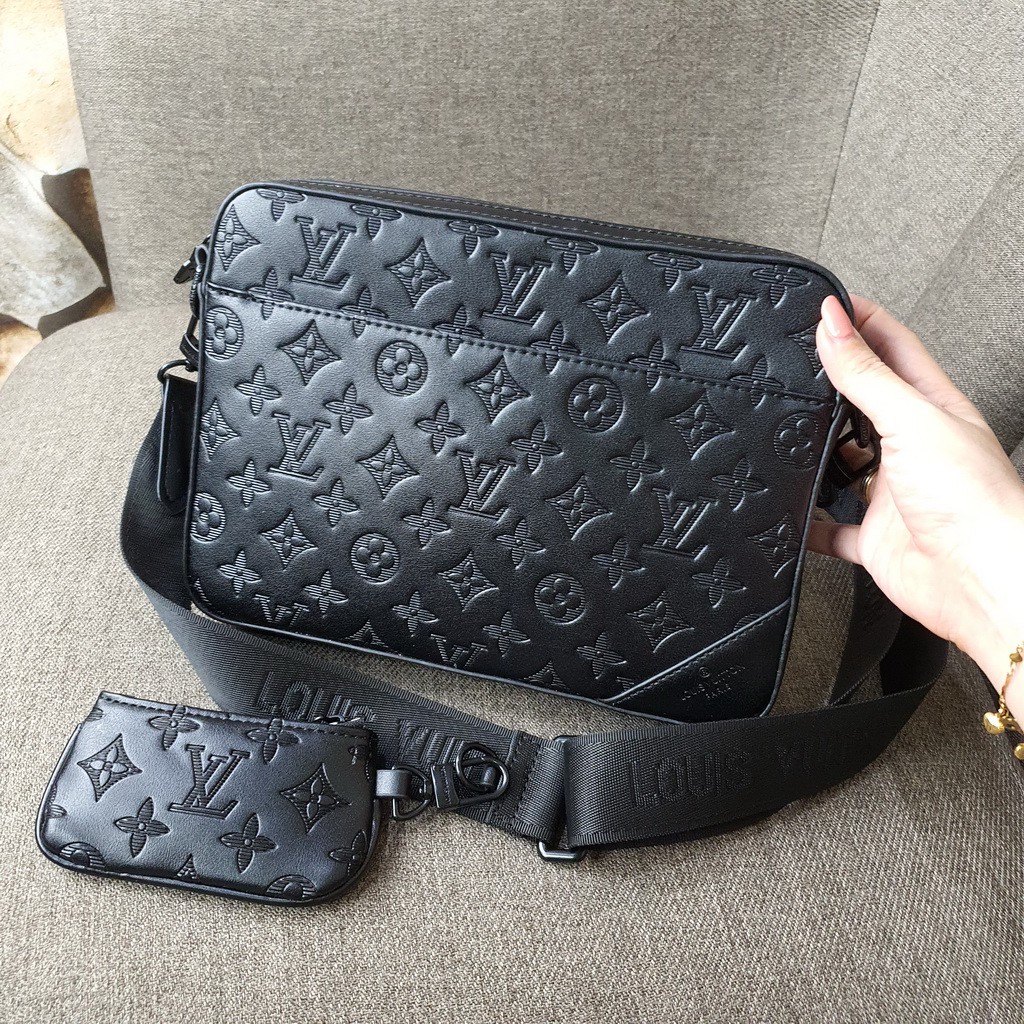 Jual Tas LV Duo Messenger Monogram Shadow HITAM