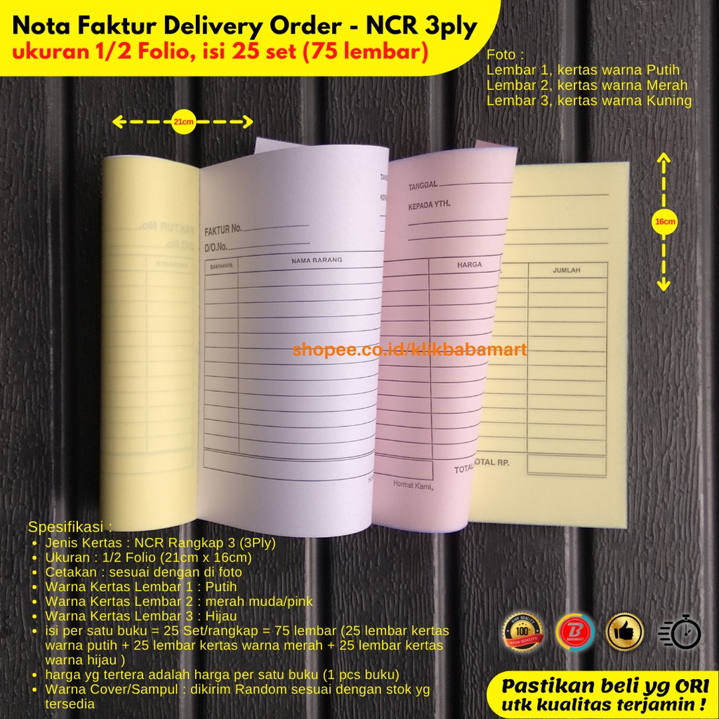 Jual SURAT JALAN NOTA FAKTUR DELIVERY ORDER DO EKSPEDISI 1/2 FOLIO ...