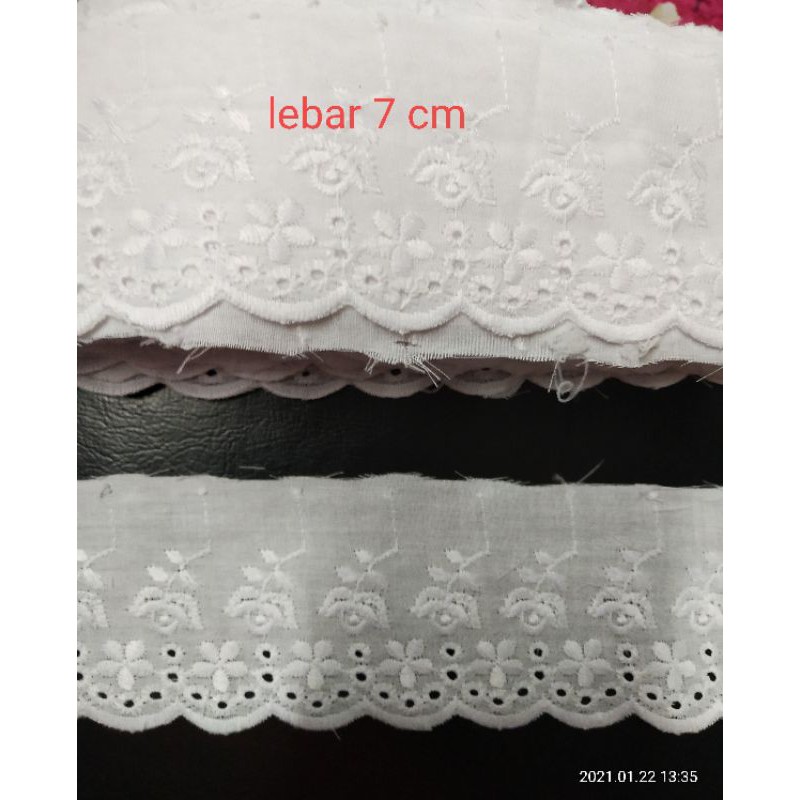 Jual Renda katun renda putih renda bordir kembang | Shopee Indonesia