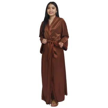 FOLVA Kimono Set Baju Tidur Satin 1395KTSET Coklat All Size