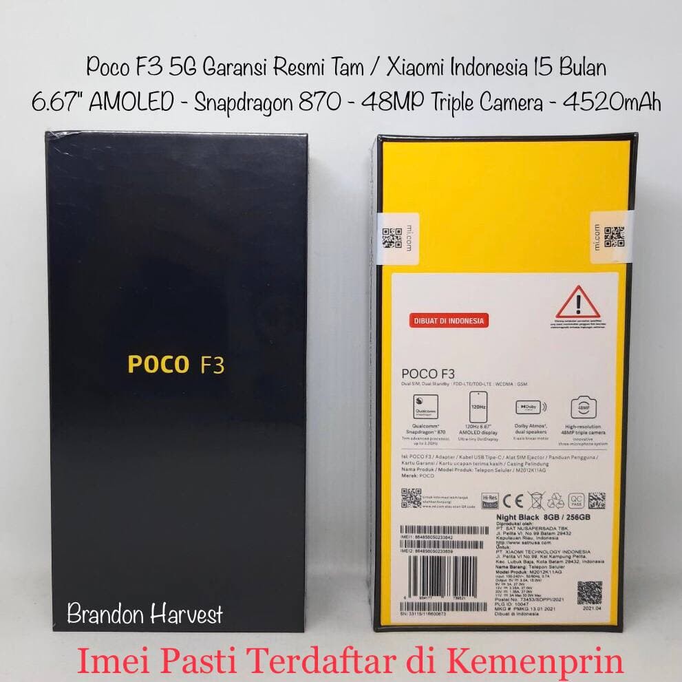 Jual Xiaomi Poco F3 5G [6GB+128GB - 8GB-256GB] Snapdragon 870 - NFC - 6 ...