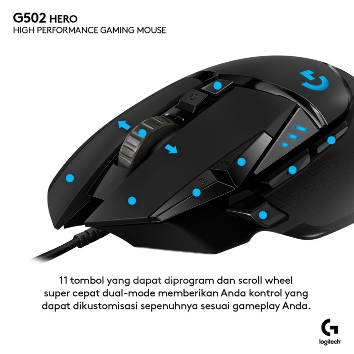 Jual Logitech G502 Hero High Performance Mouse Gaming Wired Rgb ...