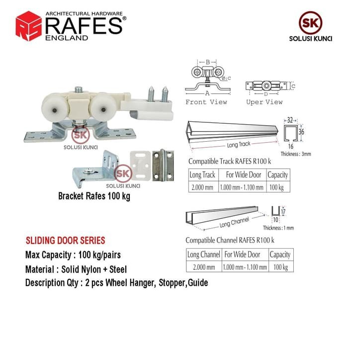 Jual Paket Rel Sliding RAFES Nilon + Steel / 3 M , 100 KG | Shopee ...