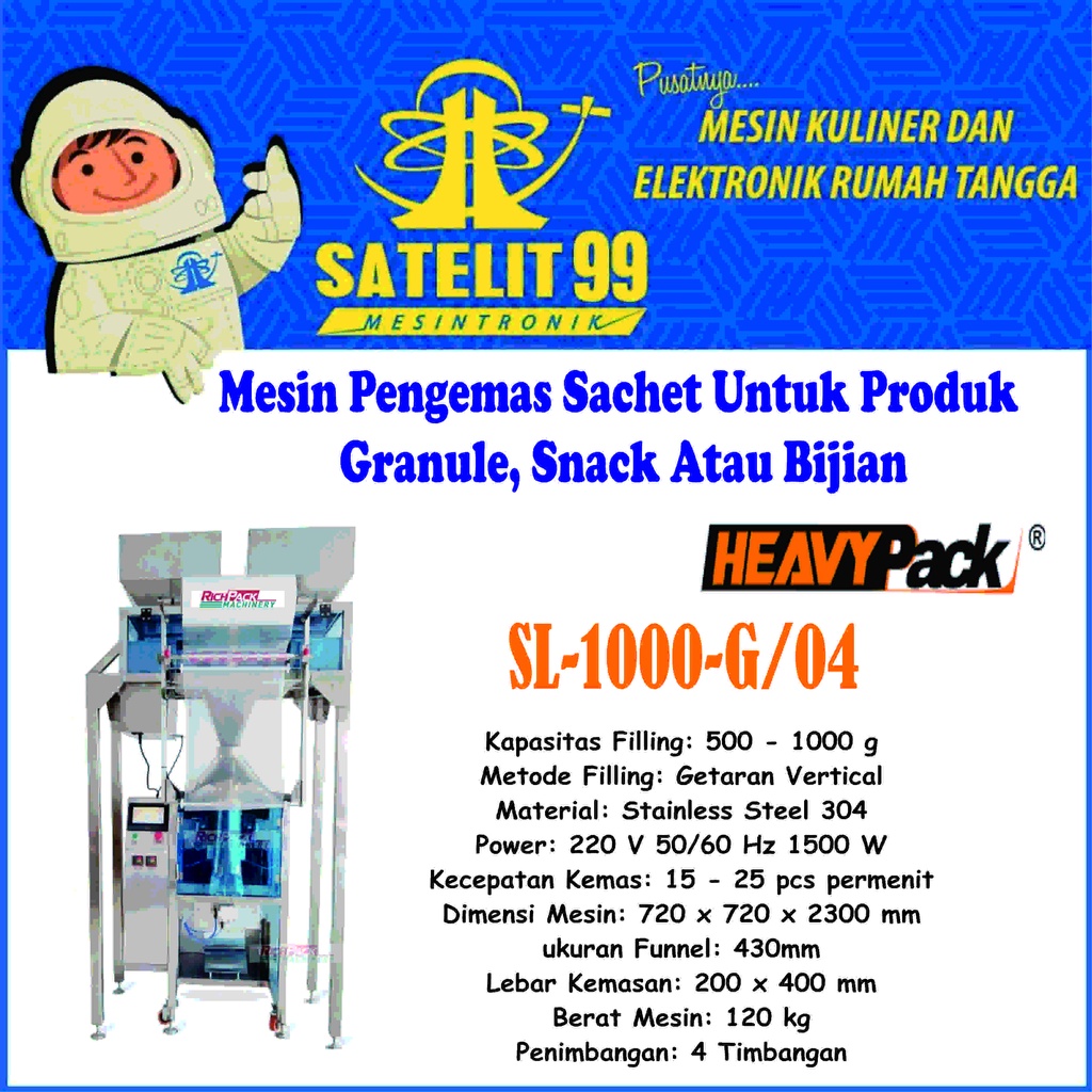 Jual Mesin Pengemas Sachet Untuk Produk Granule Snack Atau Bijian 500 ...