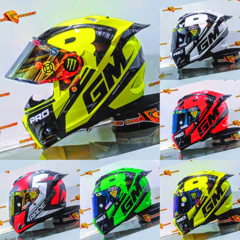 Jual Helm Gm Race Pro Flat Visor Helm Full Face Gm Paket Ganteng Shopee Indonesia