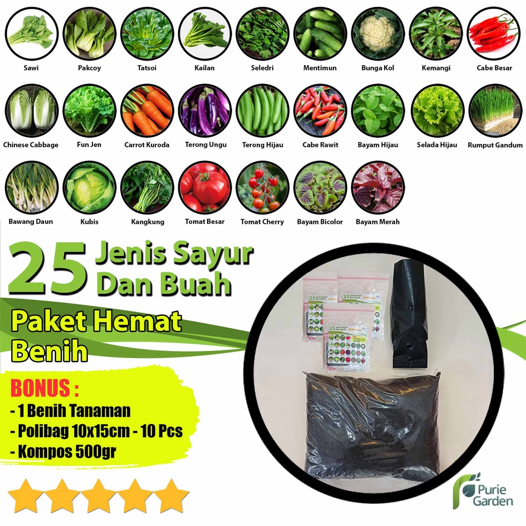 Jual Paket Bibit / Benih 25 Jenis Sayur Dan Buah Lengkap PG TGR ...