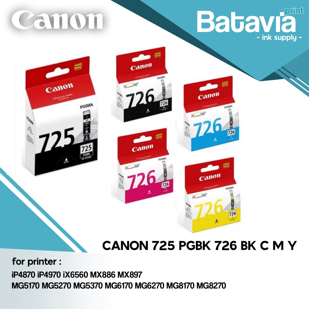 Jual TINTA CARTRIDGE CANON 725 PGBK / 726 BLACK CYAN MAGENTA YELLOW ...