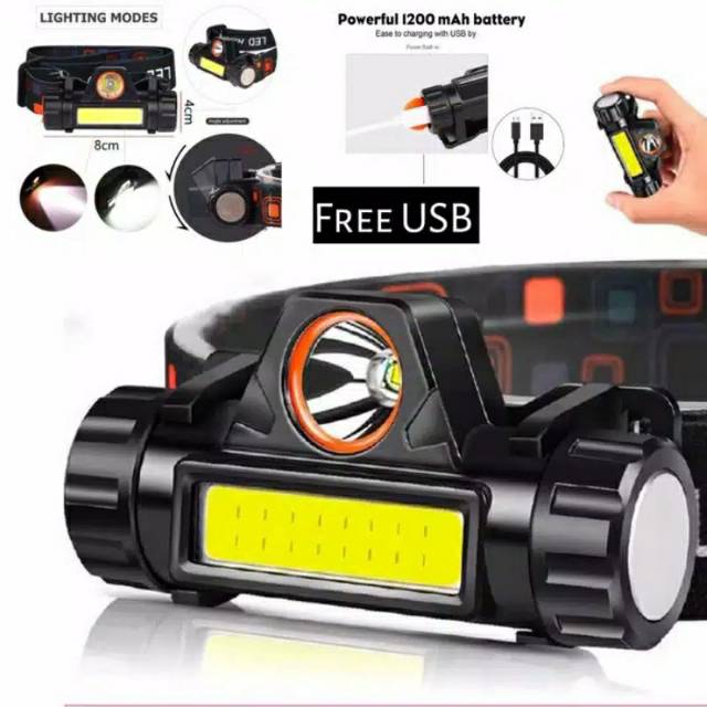 Jual Senter Kepala LED Charge magnet COB / Head Lamp Sorot LED Super ...