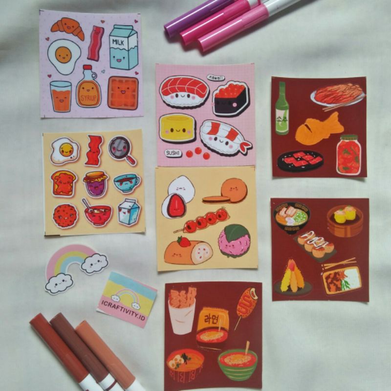 Jual Stiker Sheets Desain Snack Makanan Jepang Dan Makanan Korea Lucu