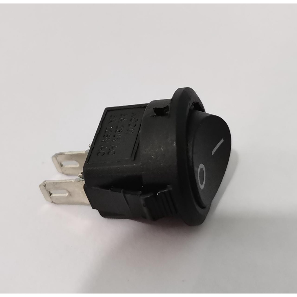 Jual Saklar On Off Rocker Switch Bulat 2 Pin Hitam Panel 16mm lubang ...