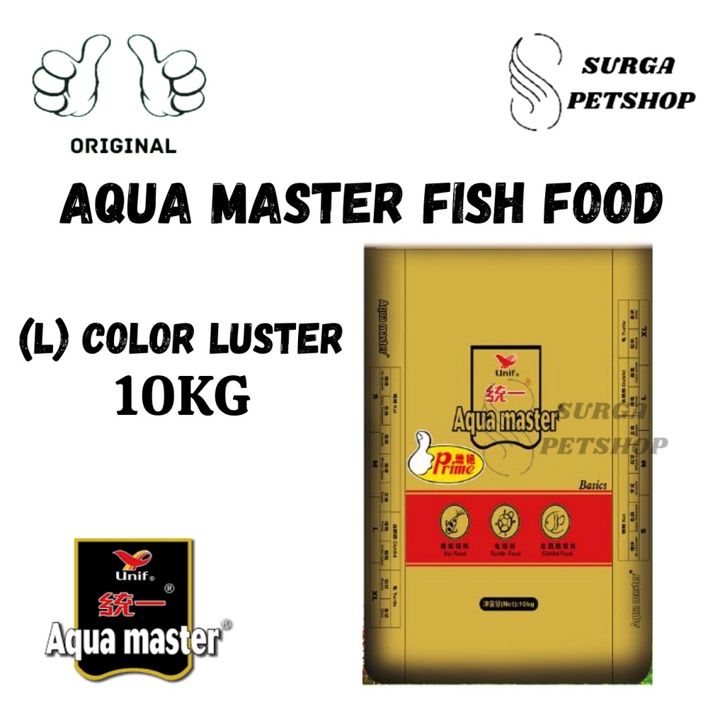 Jual AQUA MASTER FISH FOOD COLOR LUSTER Size L Netto 10KG Makanan Ikan ...