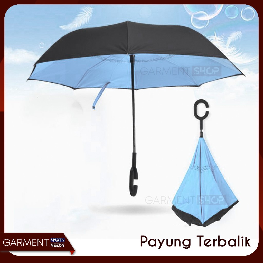 Jual Payung Terbalik Besar Lapis Kain Gagang C Reverse Umbrella Kazbrella Shopee Indonesia