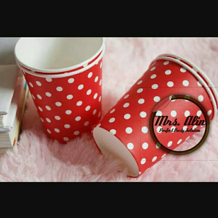 Jual Paper Cup Merah / Gelas Kertas / Paper Cup Polkadot | Shopee Indonesia