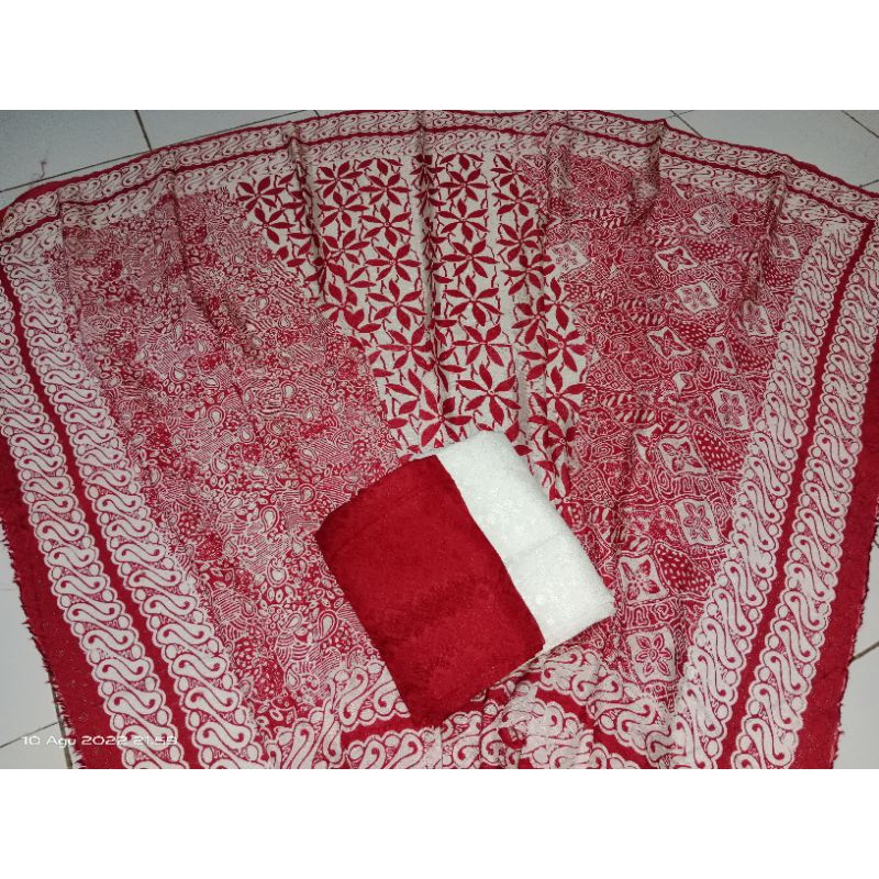 Jual Kain Batik 3 Dimensi Merah Putih Viscose Semi Sutera Batik ...