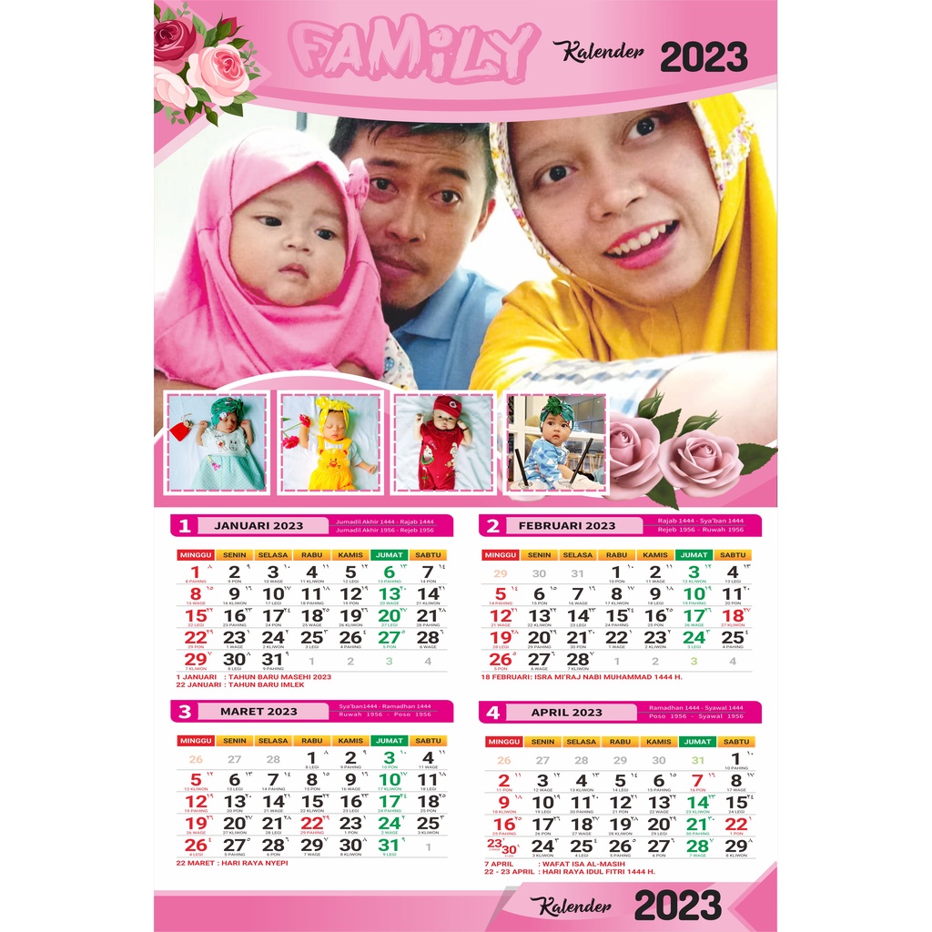 Jual Kalender Custom 2023 / 3 Lembaran (4 Bulan ) | Shopee Indonesia