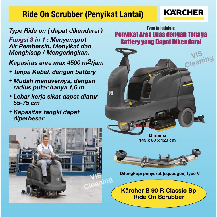 Jual Ride On Scrubber Karcher B 90 R Bp (Penyikat Lantai Tenaga Battery ...