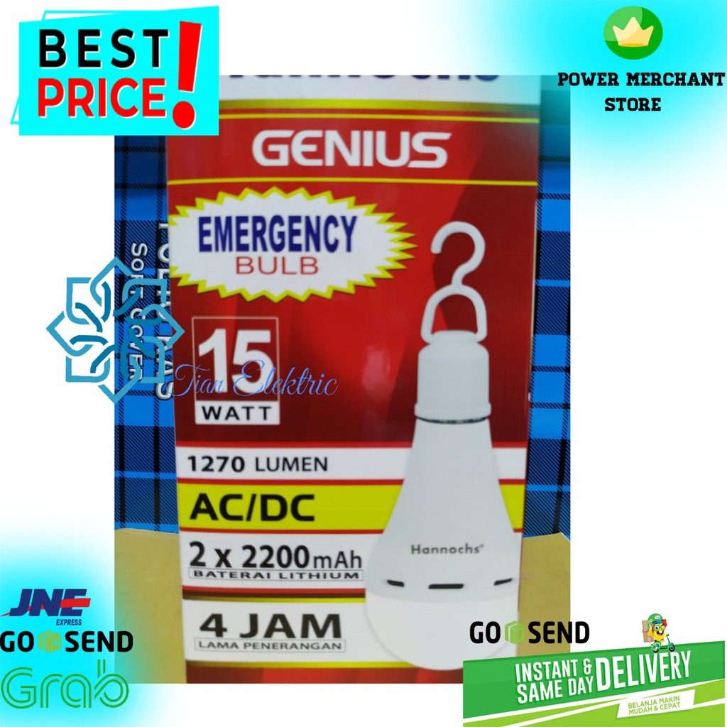 Jual HANNOCHS GENIUS LED 15 Watt AC/DC (Emergency Light) | Shopee Indonesia