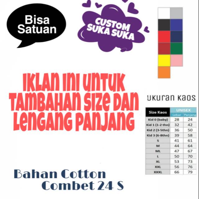 Jual Tambahan size ukuran dan lengan panjang | Shopee Indonesia