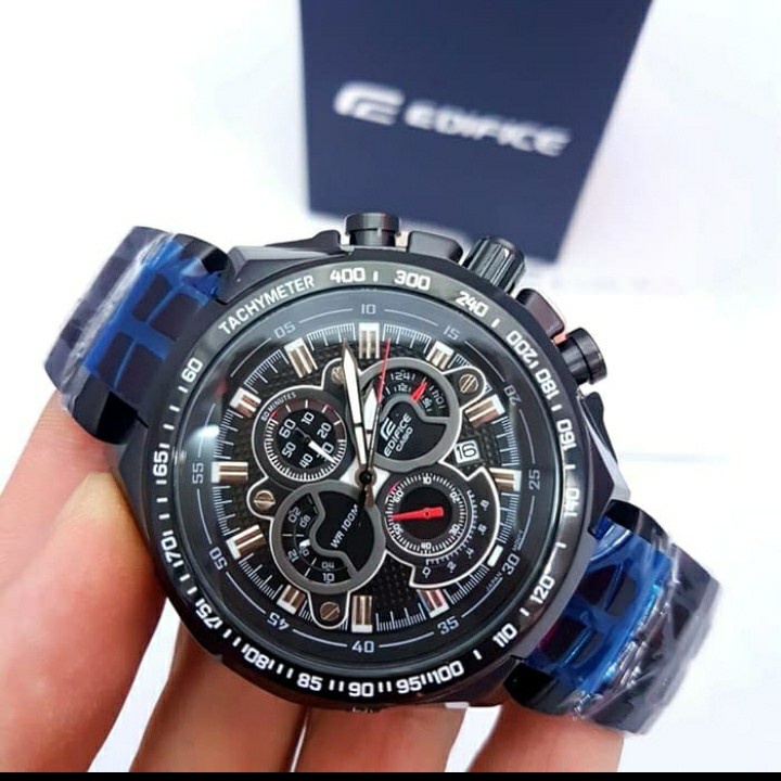 Jam TANGAN Casio Edifice EF 554 Full Black Chrono Stainless Steel