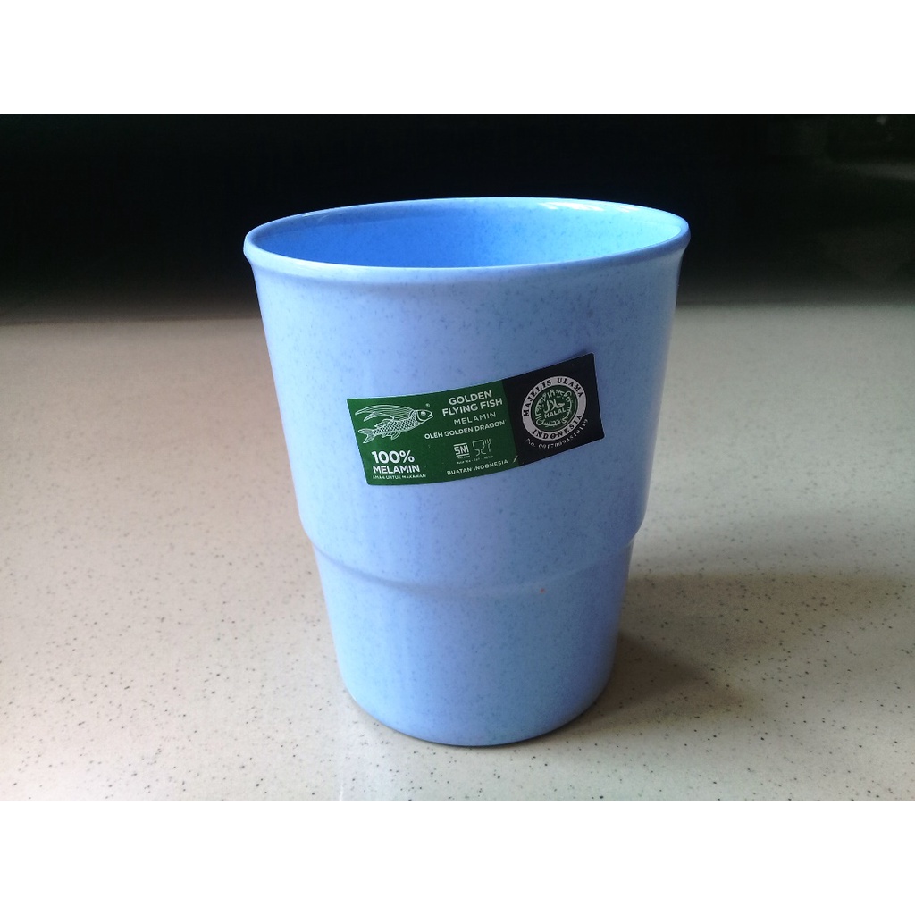 Jual Gelas Minum 300 ml Biru Muda Stone Melamine - Golden Flying Fish B ...