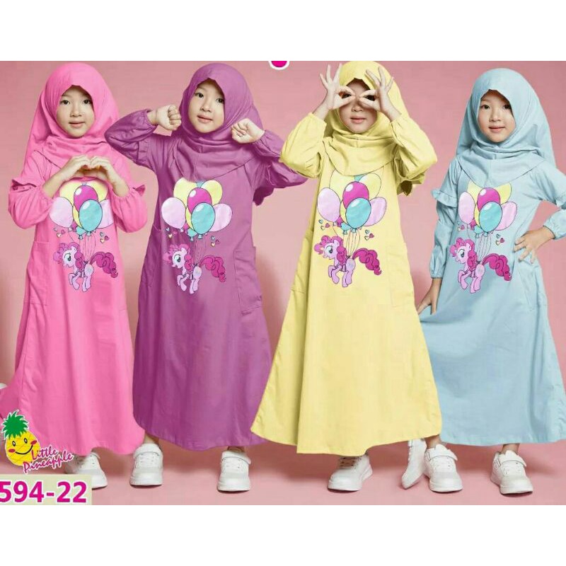 Jual Baju Stelan Hijab Little Pony usia 6th DAN 8th | Shopee Indonesia