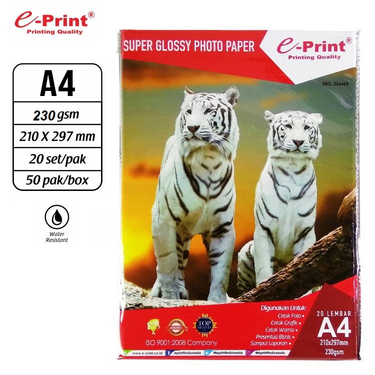 Jual E-Print Super Glossy Photo Paper A4 Isi 20 Lembar Kertas Print ...