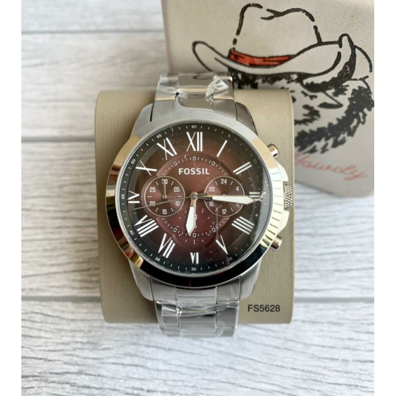 Jual Jam Fossil Grant Chronograph Stainless Steel Watch FS5628